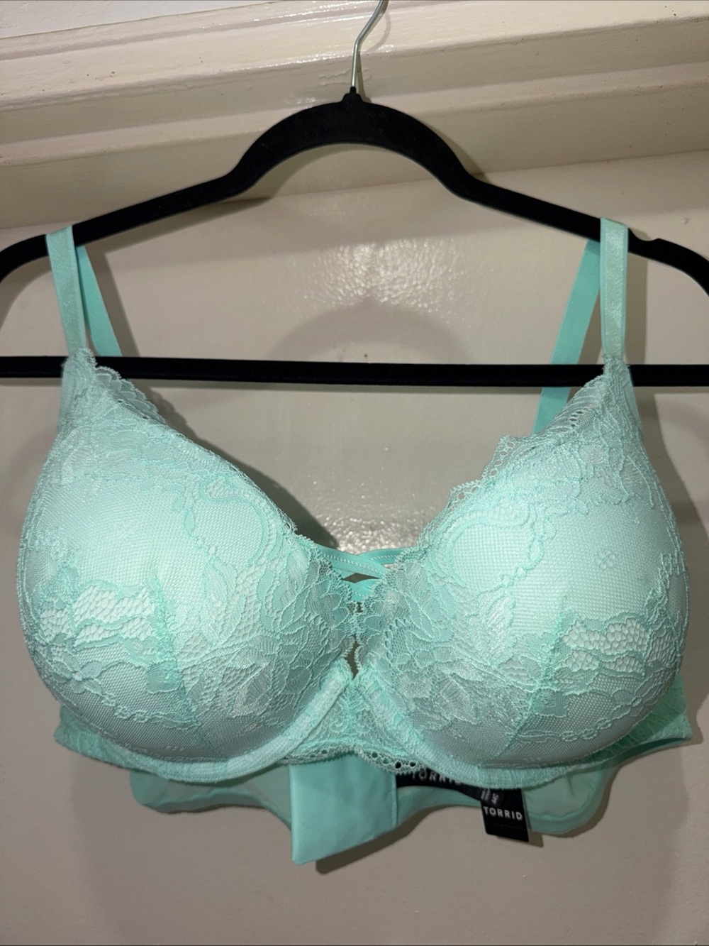 torrid Mint Lace Underwire Bra with Floral Overlay